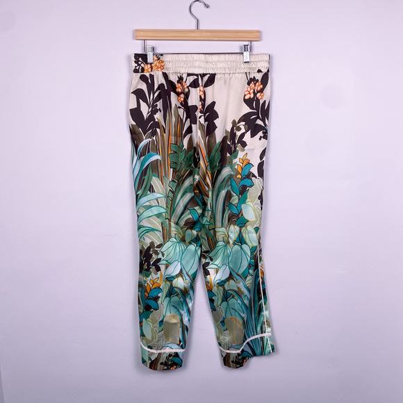 Cambio Tropical Print Satin Pull On Pants Large - Picture 4 of 4